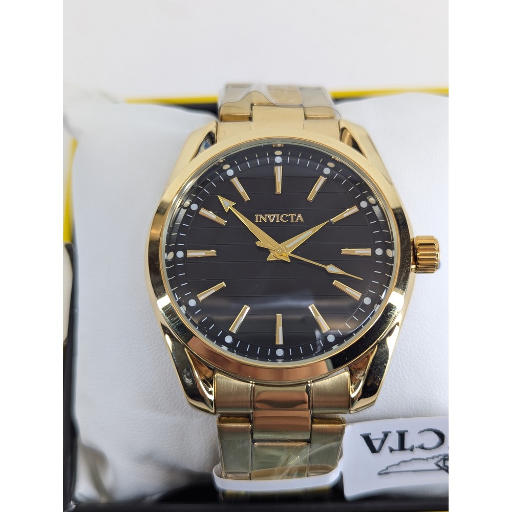 Invicta Celestial Hollis Mens Watch 69193 Gold Tone Black Dial 42mm Quartz New